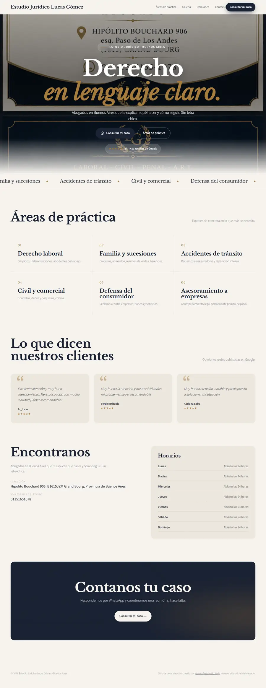 Muestra de web para Estudio Jurídico Lucas Gómez