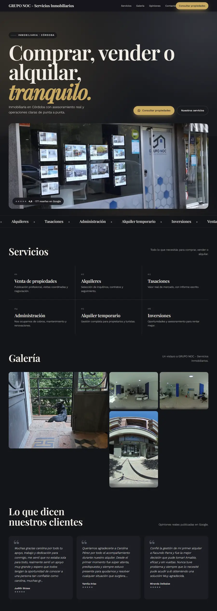 Muestra de web para GRUPO NOC - Servicios Inmobiliarios