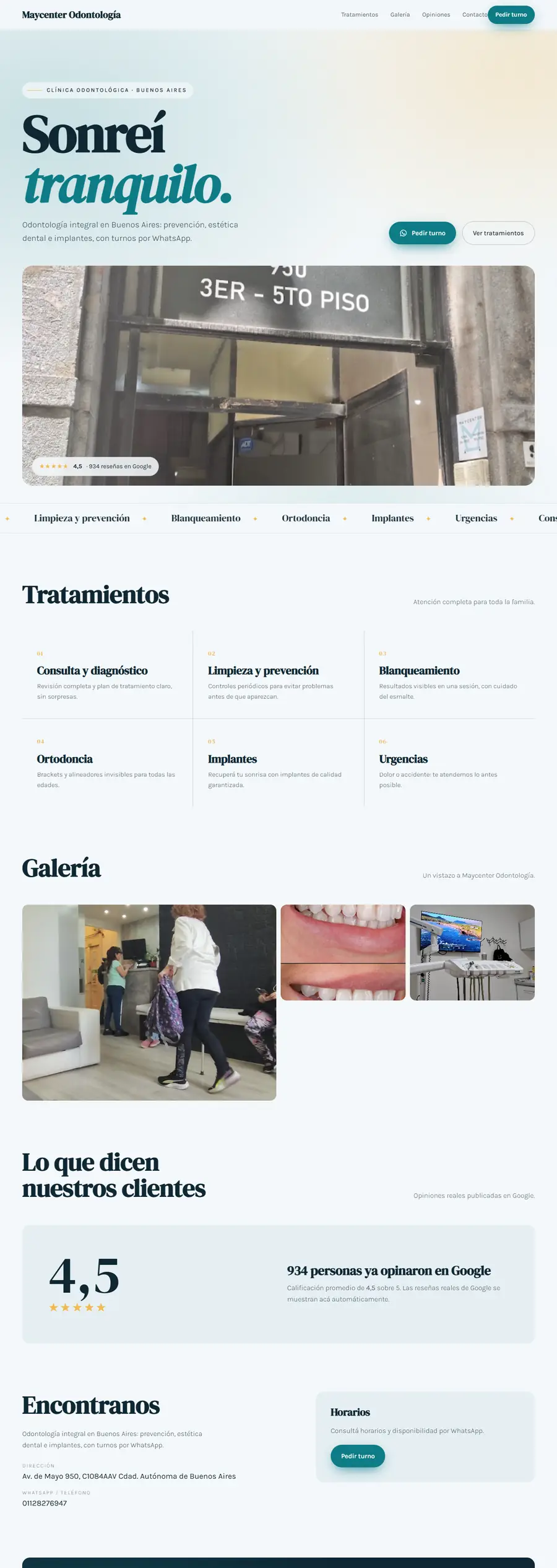Muestra de web para Maycenter Odontología