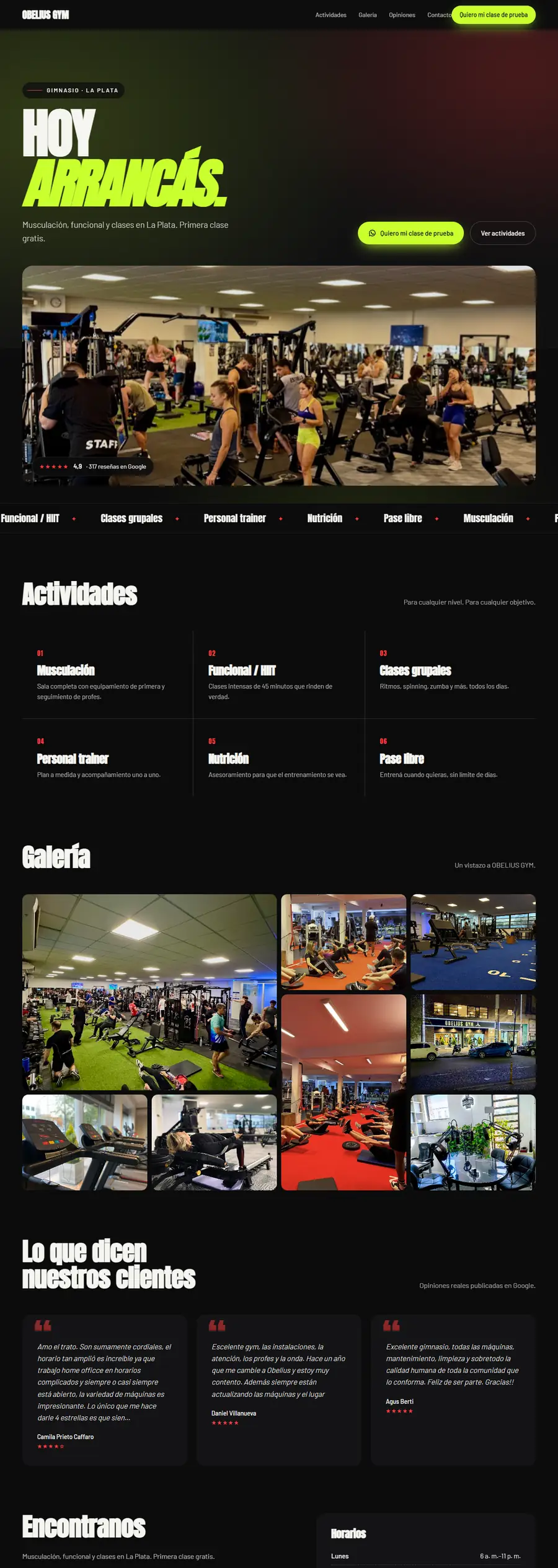 Muestra de web para OBELIUS GYM