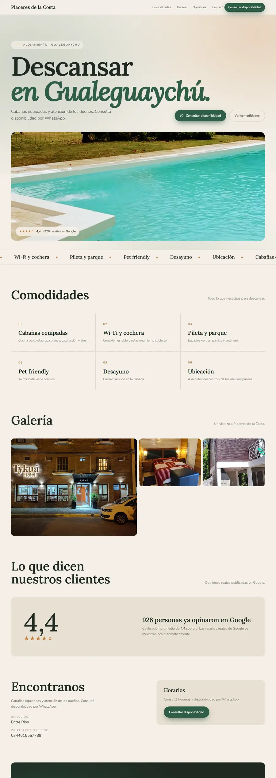 Muestra de web para Placeres de la Costa