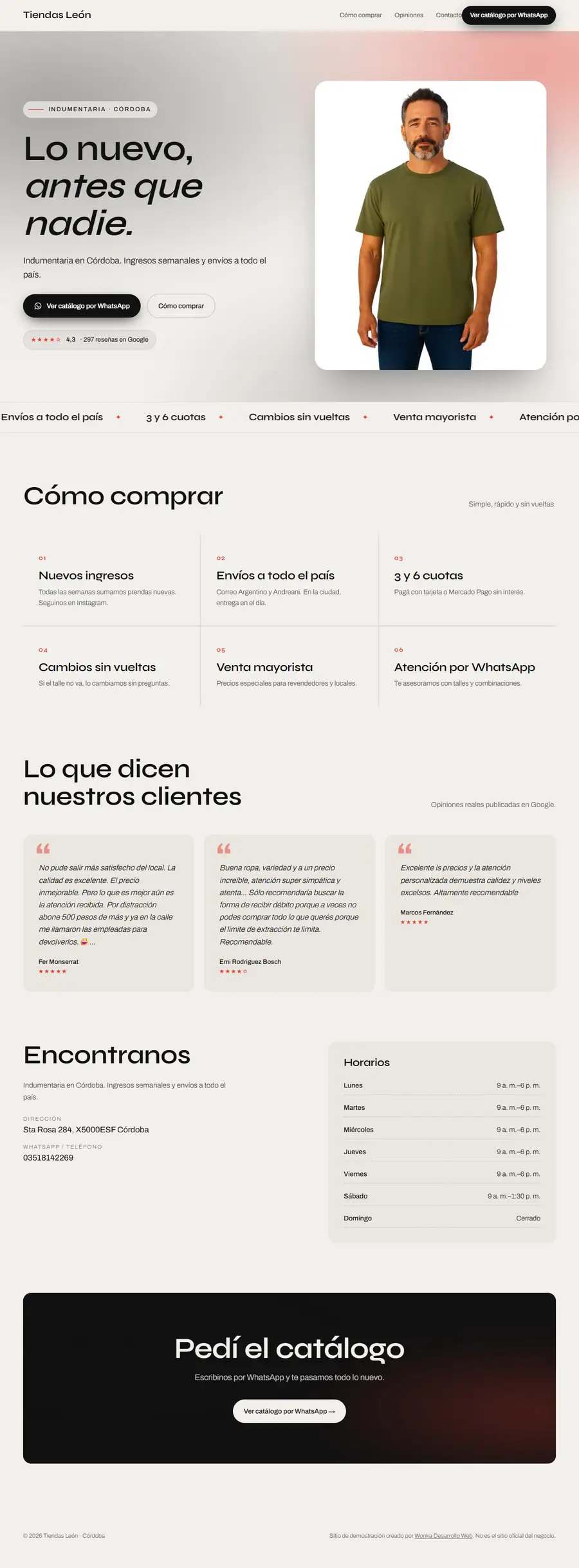 Muestra de web para Tiendas León