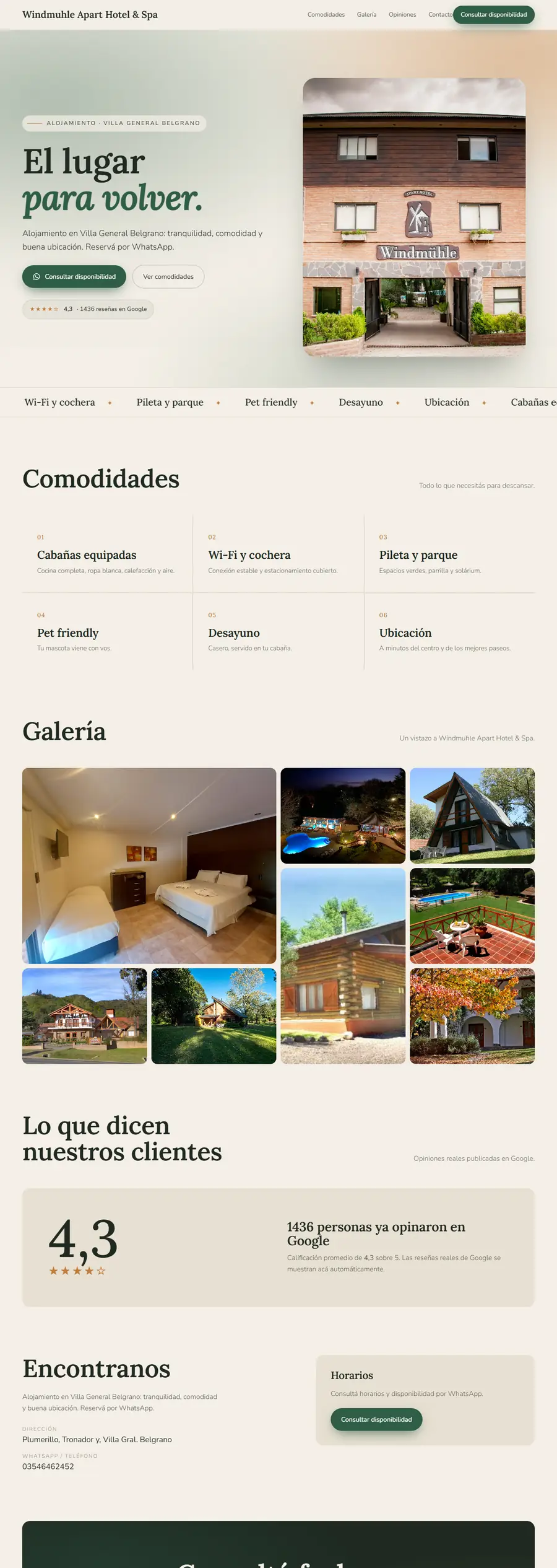 Muestra de web para Windmuhle Apart Hotel & Spa